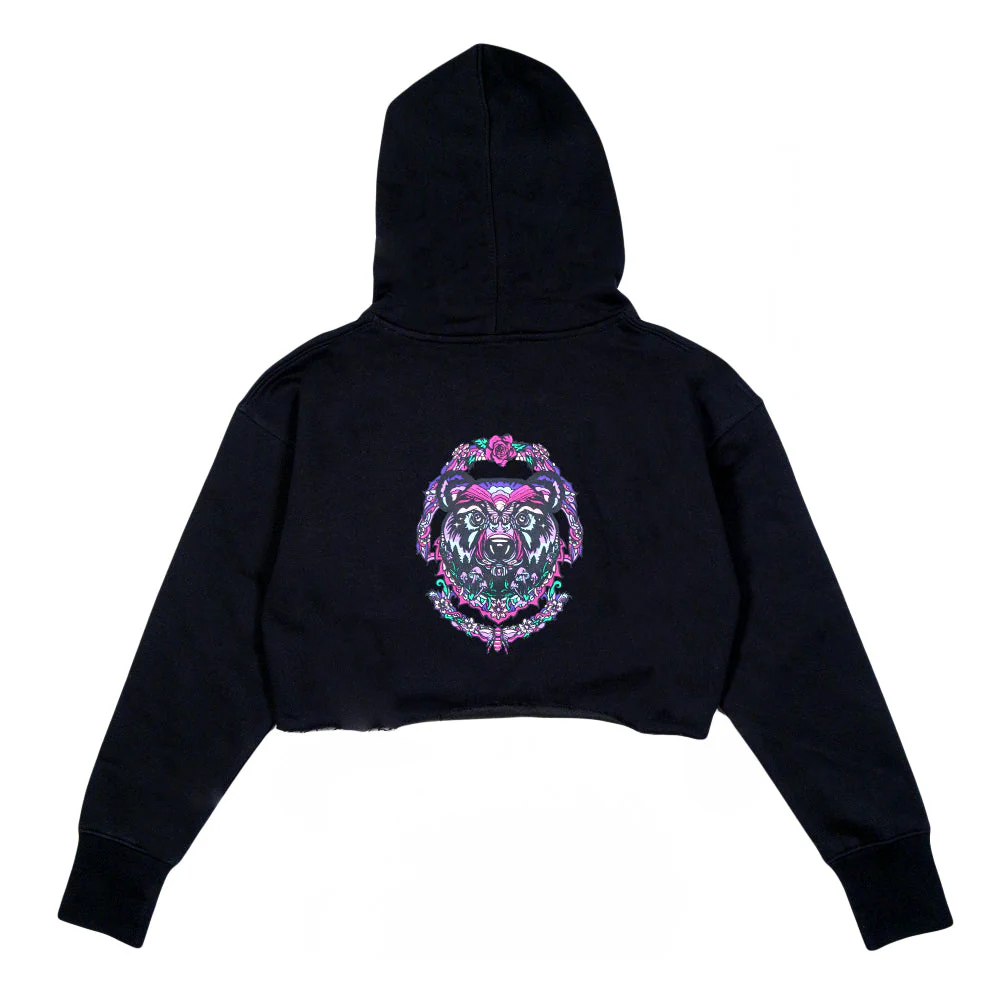 Grassroots - Ellie Paisley Bear Womens Crop Hoodie - Image 2
