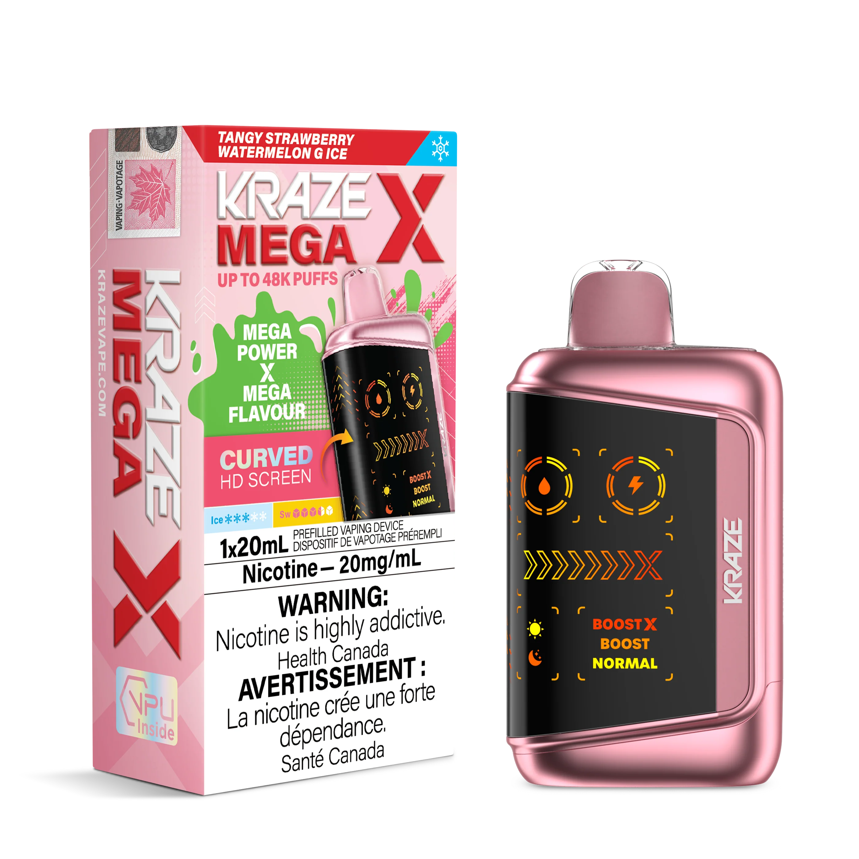Kraze Mega X - Tangy Strawberry Watermelon G Ice